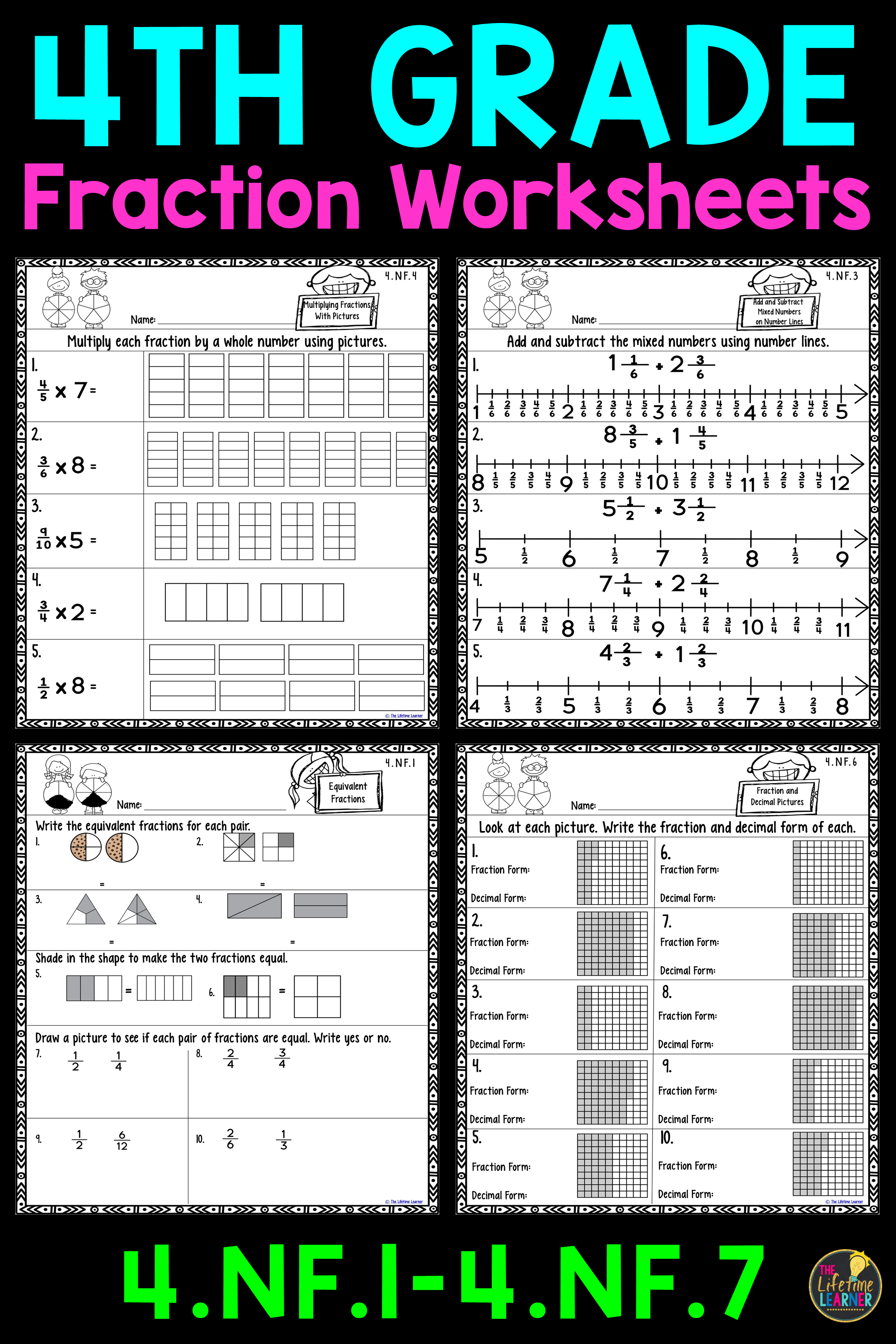 30 4Th Grade Math Worksheets Fractions Free Printable