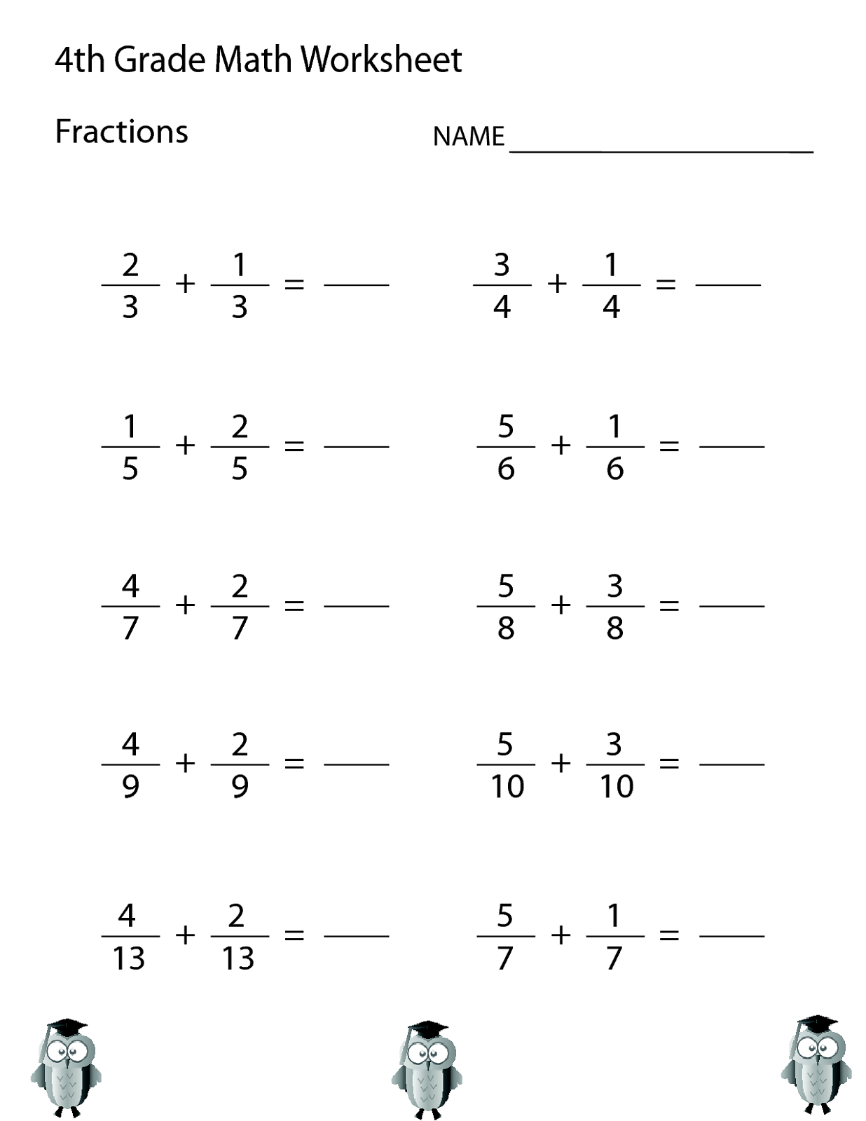 30 4Th Grade Math Worksheets Fractions Free Printable