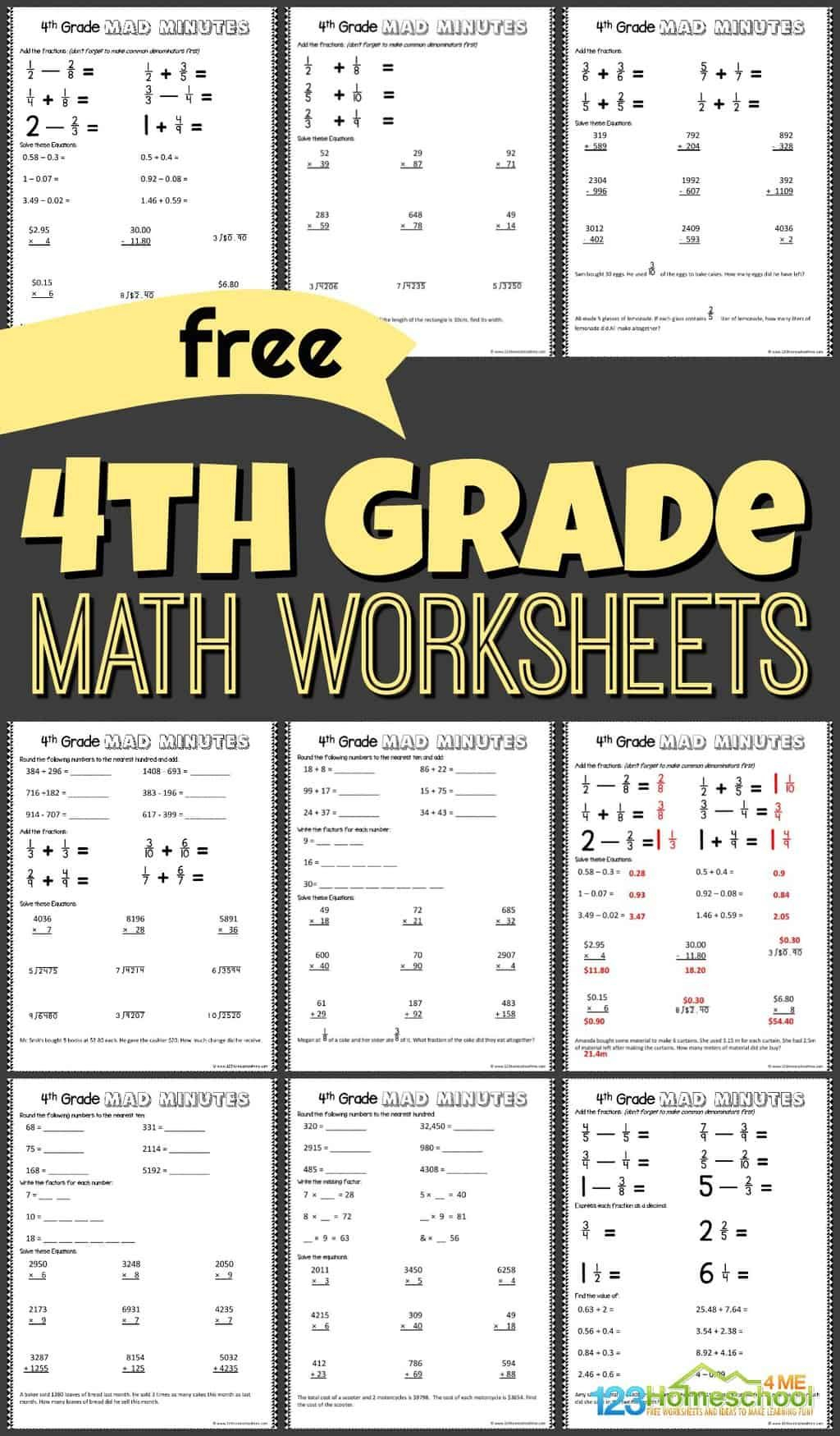 30 4Th Grade Math Worksheets Fractions Free Printable