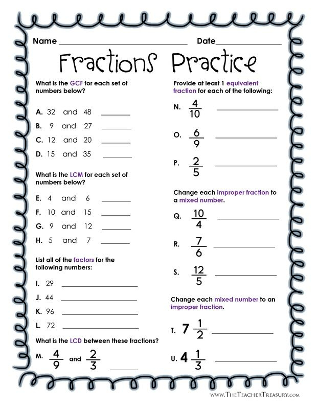 30 4Th Grade Math Worksheets Fractions Free Printable