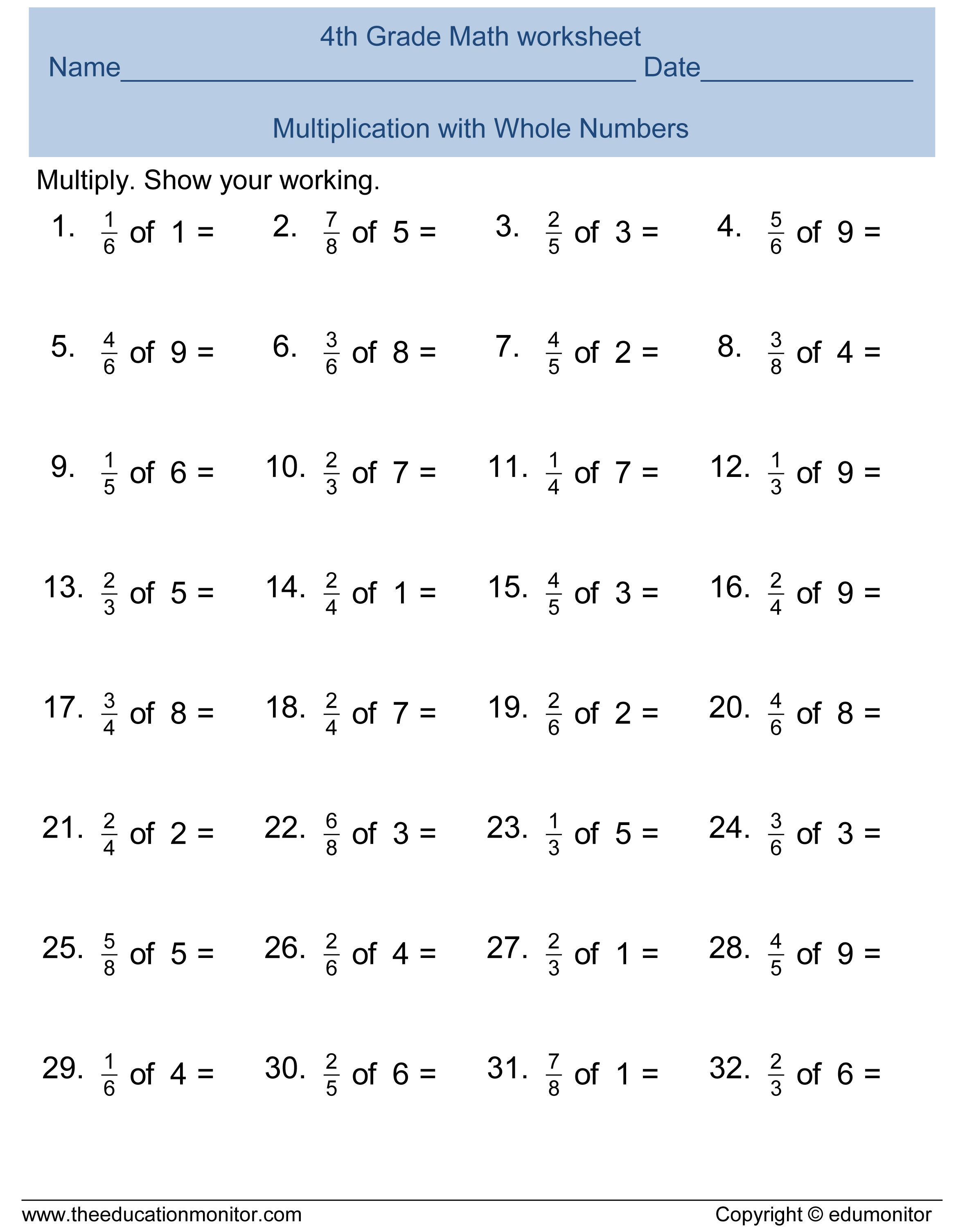 30 4Th Grade Math Worksheets Fractions Free Printable