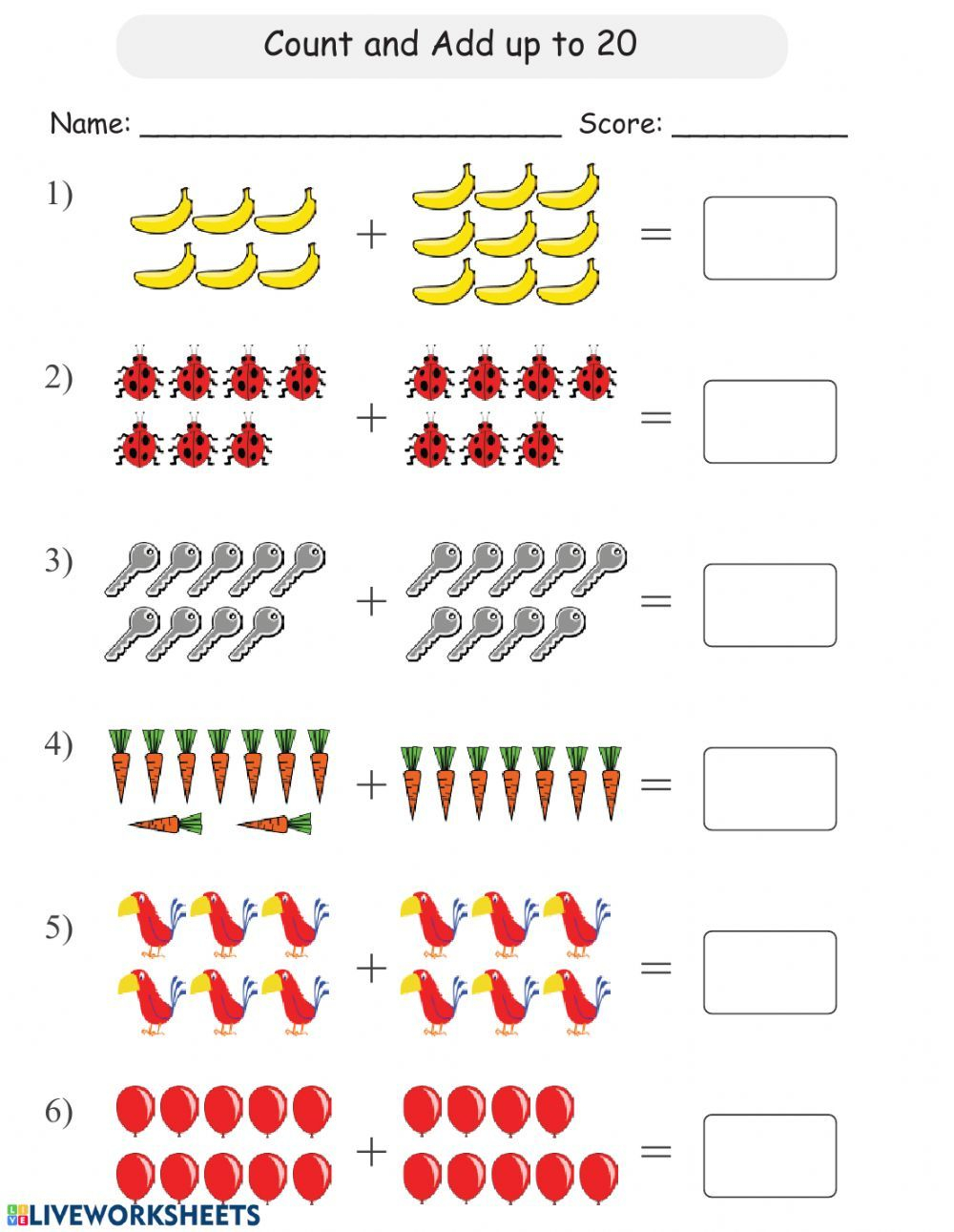 30 Addition 20 Worksheets Kindergarten