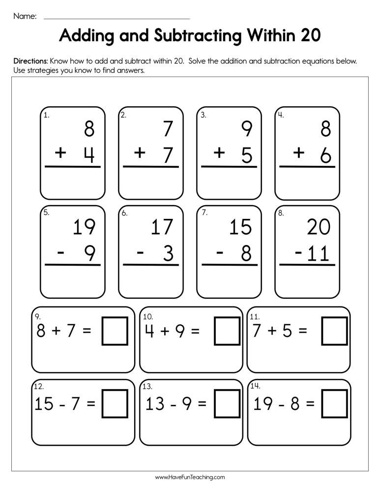 30 Addition 20 Worksheets Kindergarten