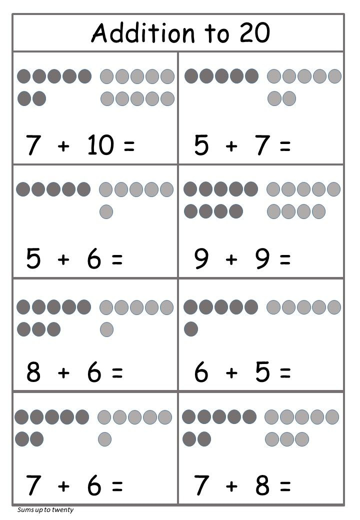 30 Addition Worksheets Till 20