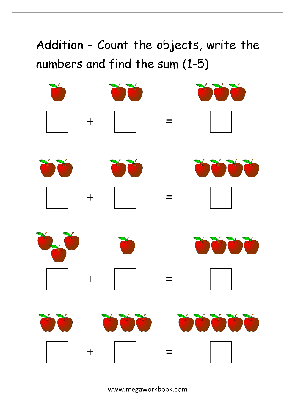 30 Addition Worksheets Till 20