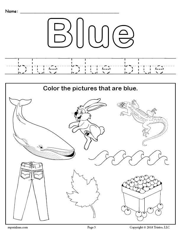 30 Color Blue Worksheets For Kindergarten