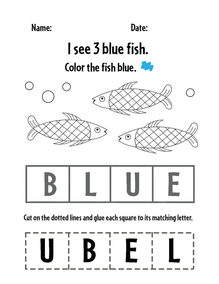 30 Color Blue Worksheets For Kindergarten