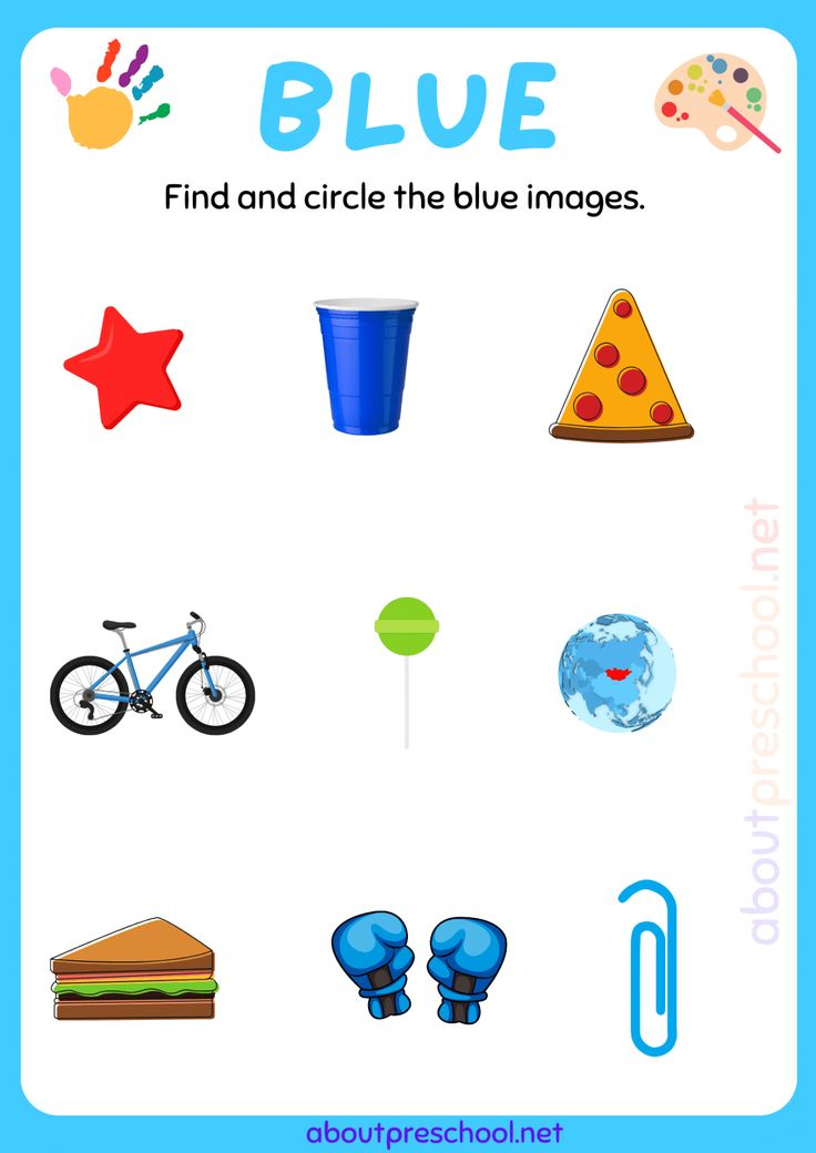 30 Color Blue Worksheets For Kindergarten