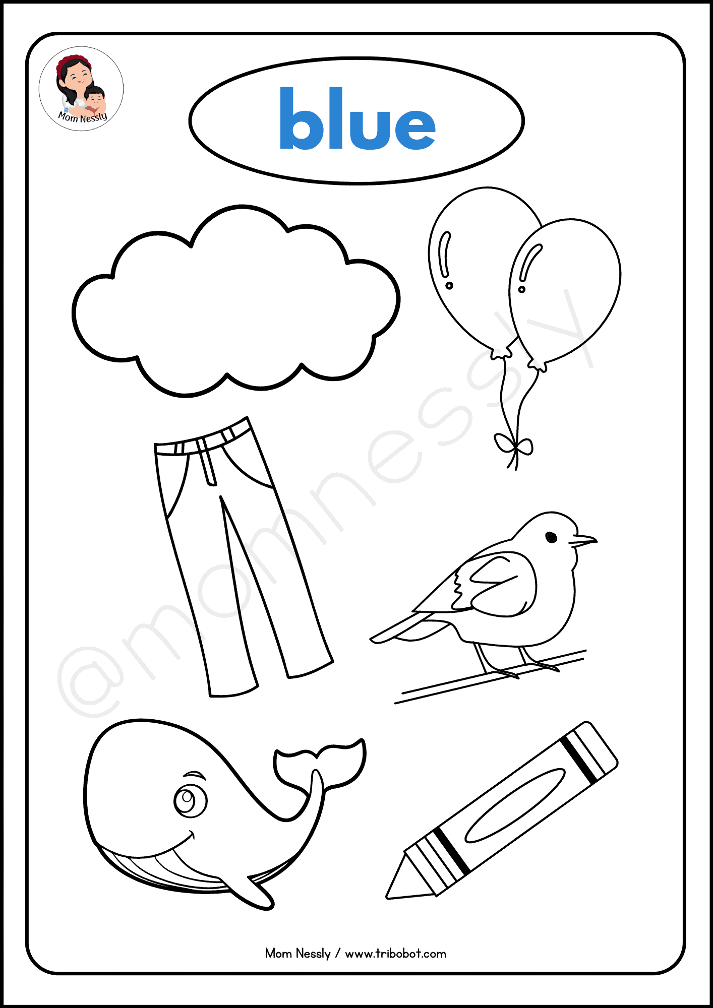 30 Color Blue Worksheets For Kindergarten