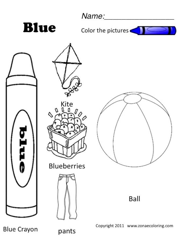 30 Color Blue Worksheets For Kindergarten