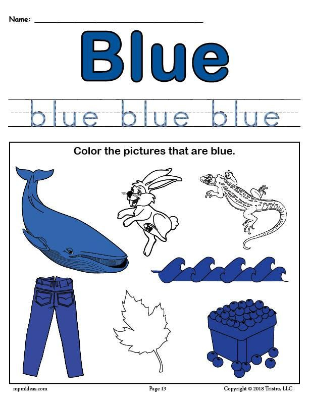 30 Color Blue Worksheets For Kindergarten