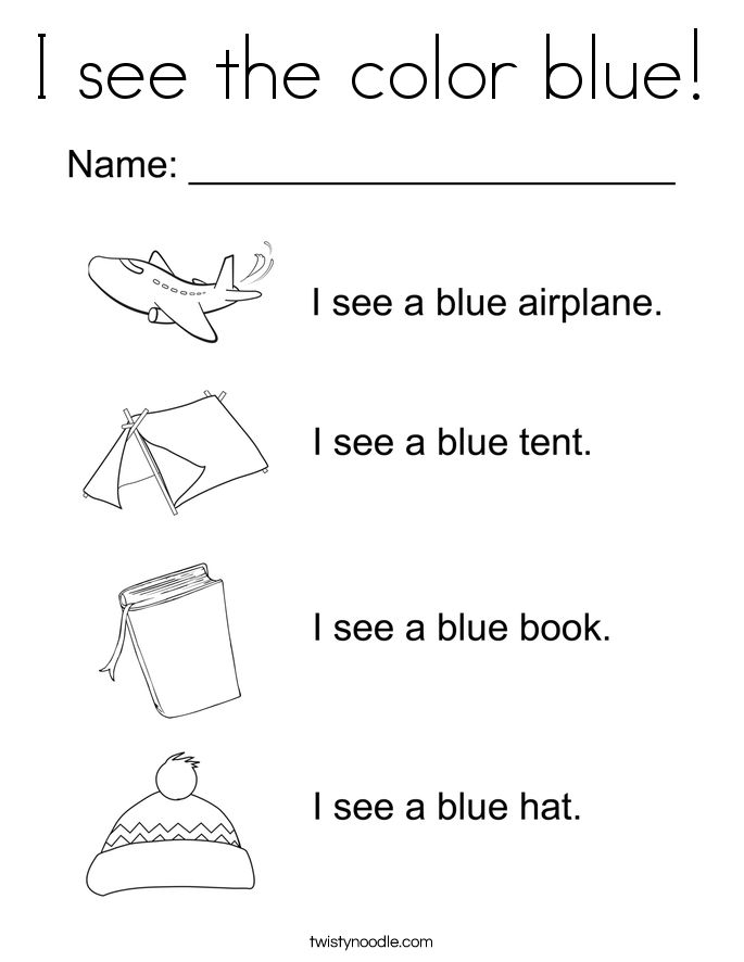 30 Color Blue Worksheets For Kindergarten