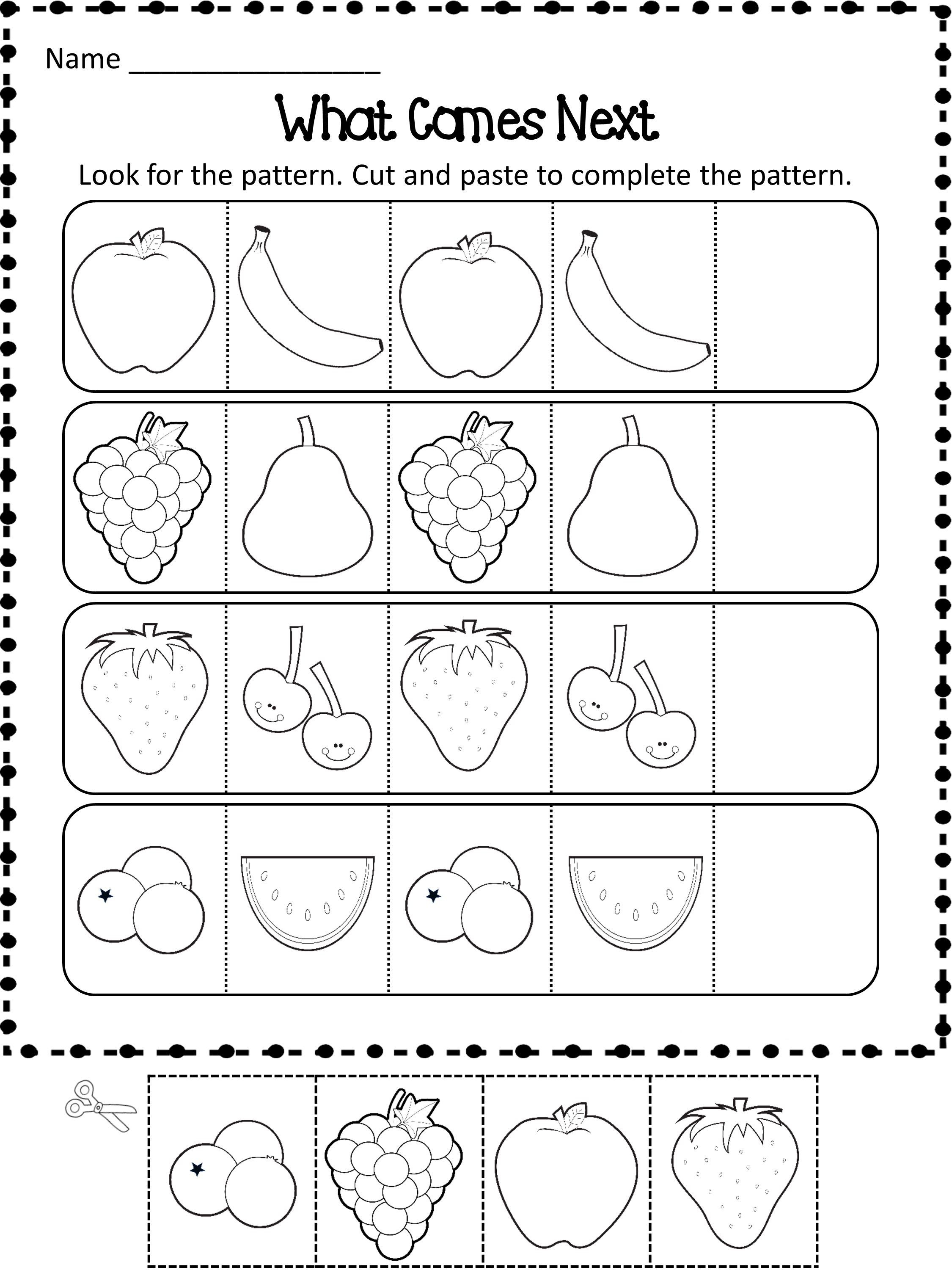 30 Completing Patterns Worksheets Kindergarten