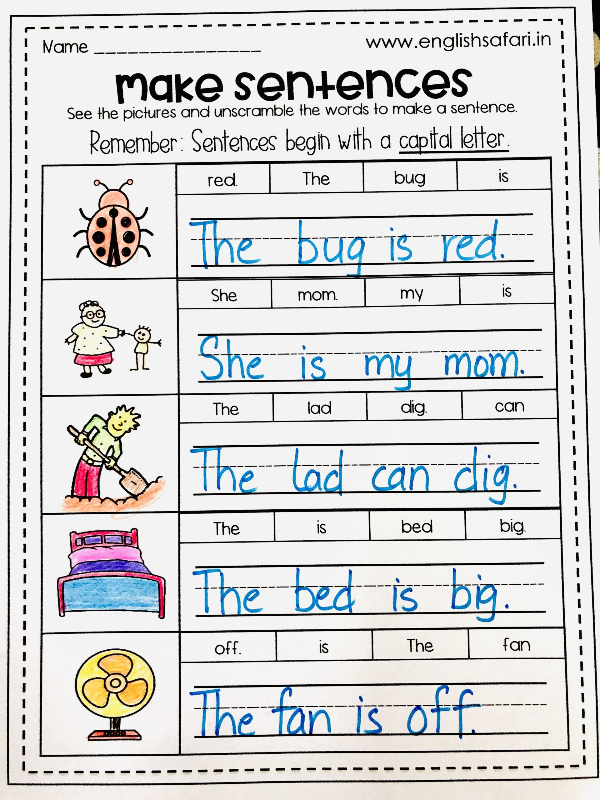 30 Copying Sentences Worksheets For Kindergarten