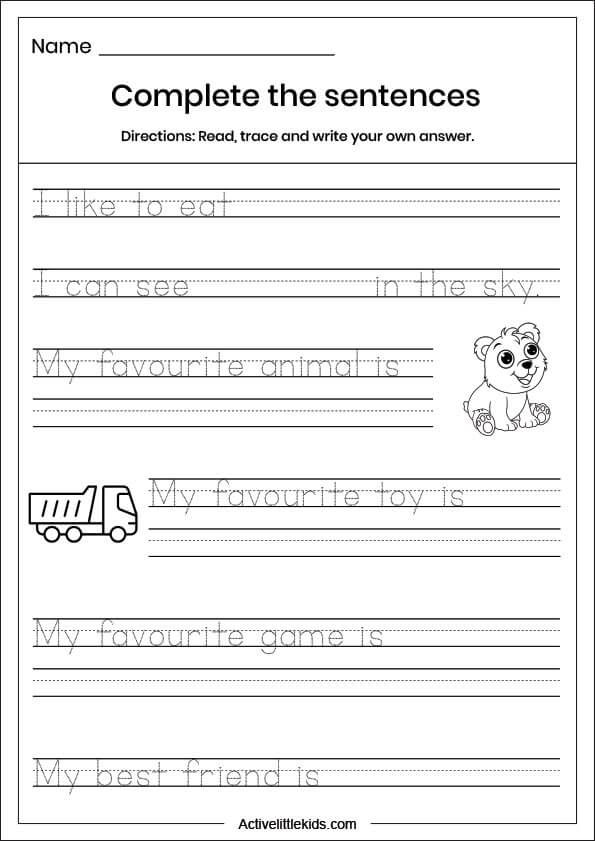 30 Copying Sentences Worksheets For Kindergarten