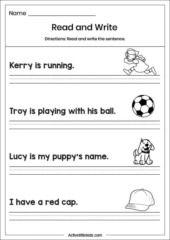 30 Copying Sentences Worksheets For Kindergarten