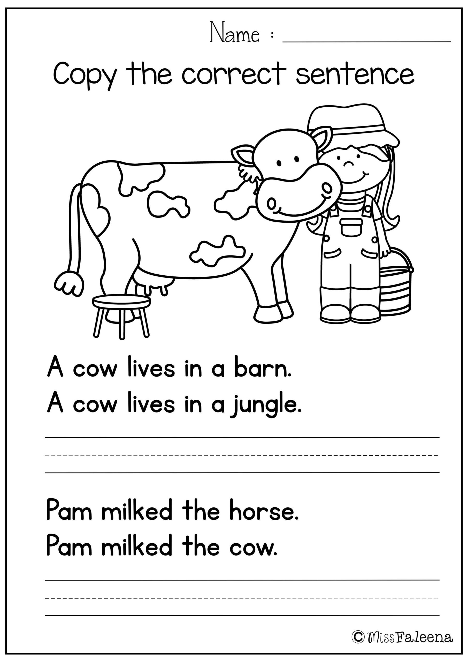 30 Copying Sentences Worksheets For Kindergarten