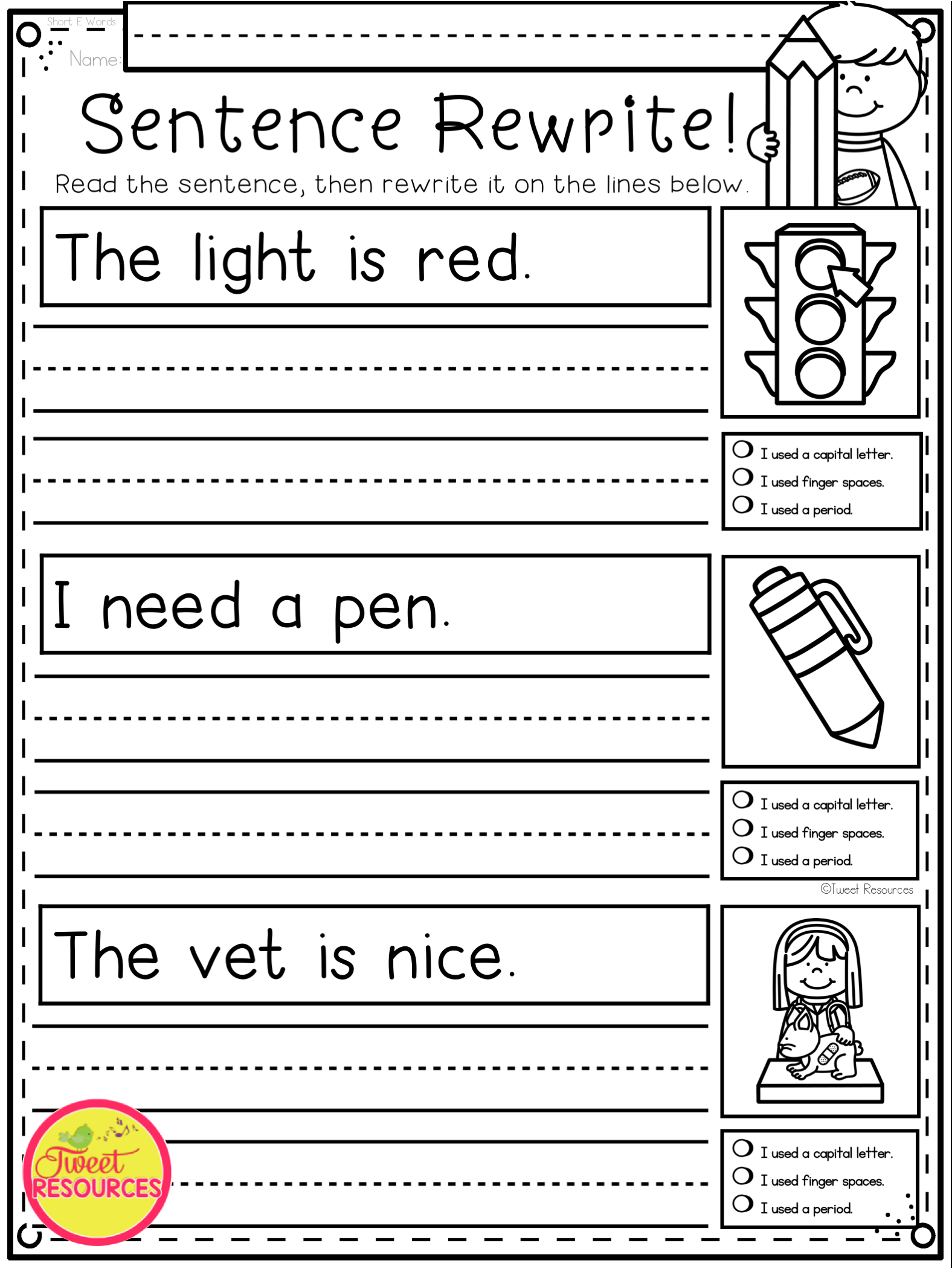 30 Copying Sentences Worksheets For Kindergarten