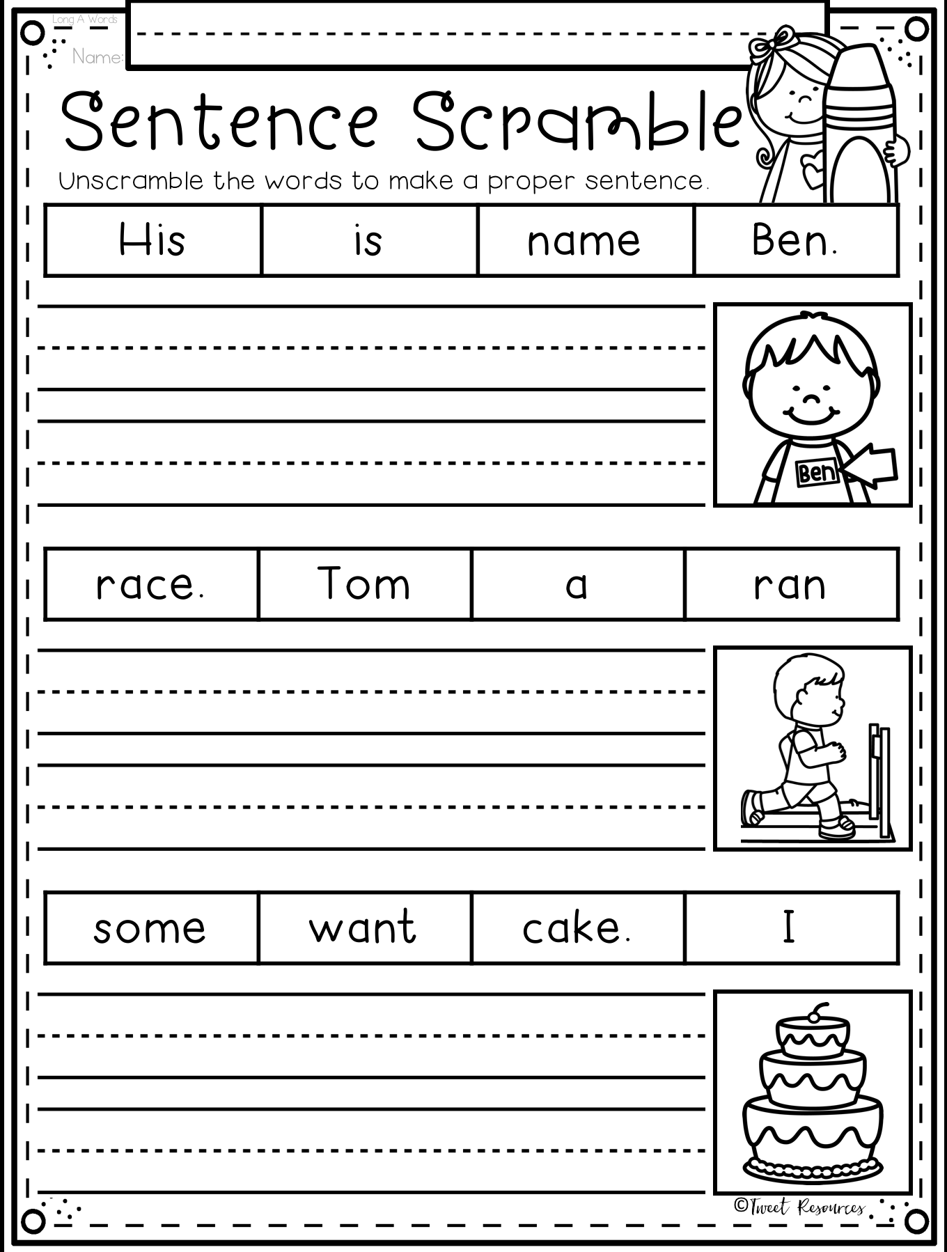 30 Copying Sentences Worksheets For Kindergarten