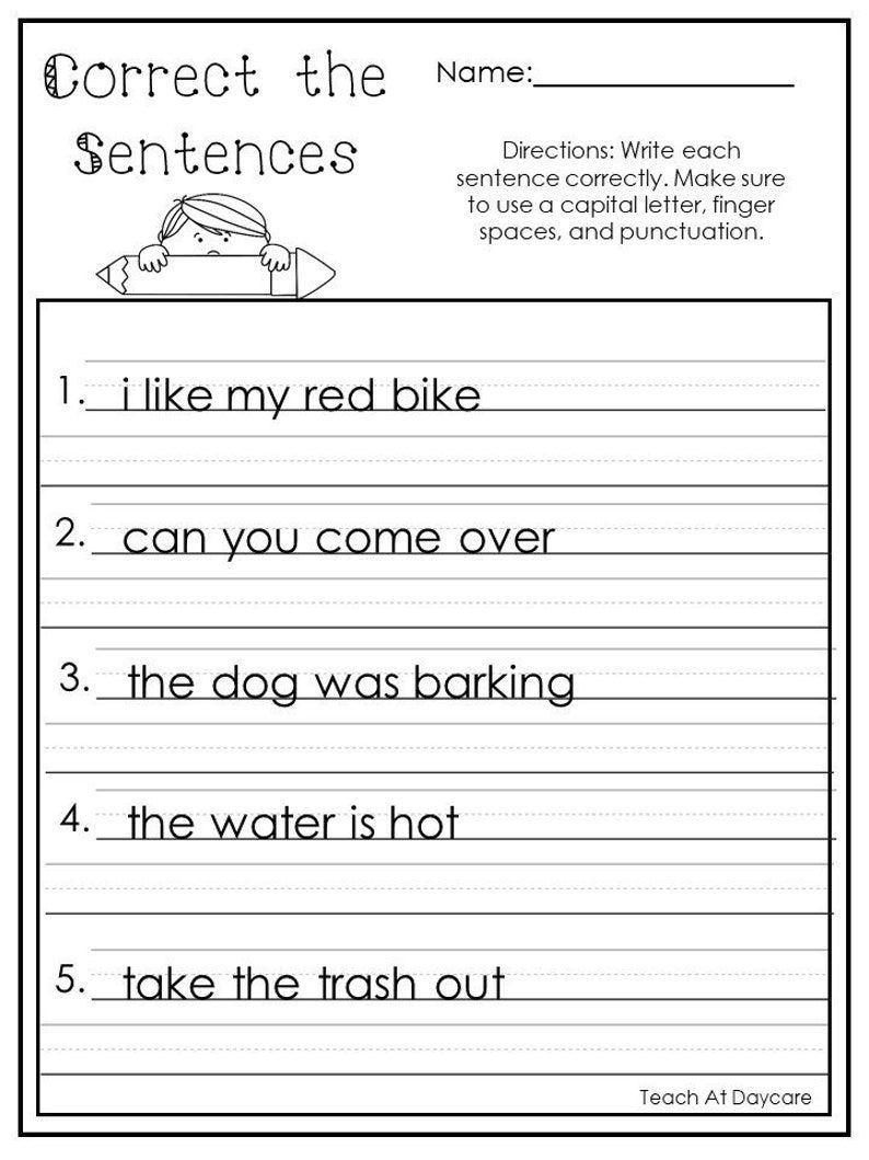 30 Copying Sentences Worksheets For Kindergarten