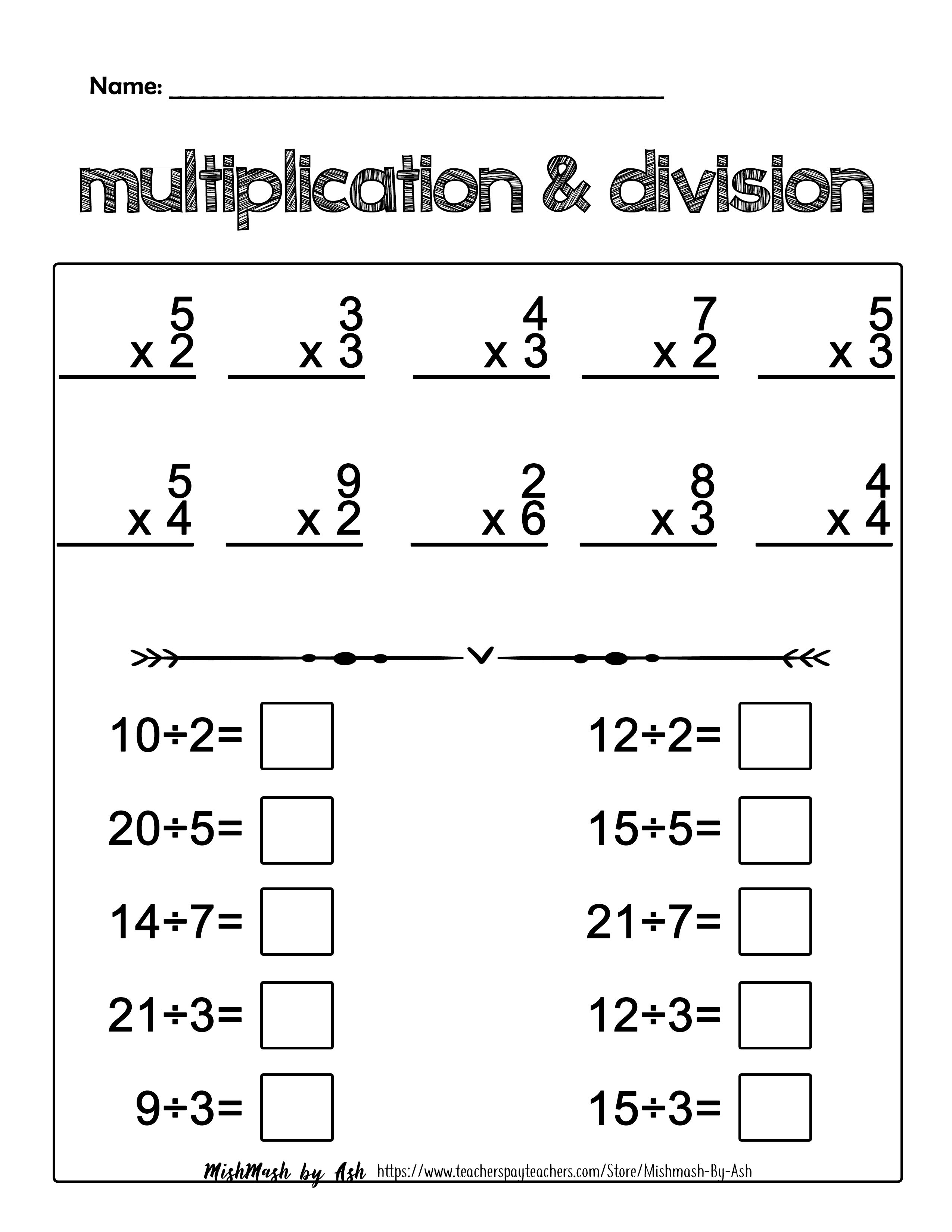 30 Division And Multiplication Worksheets 3Rd Grade