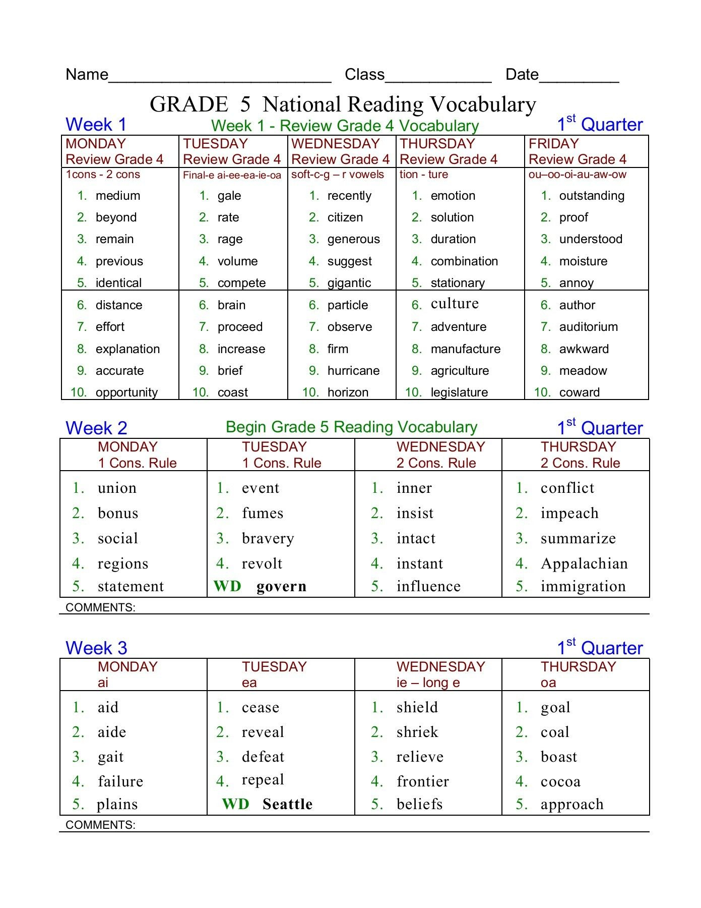 30 English Worksheets For Grade 1 Vocab