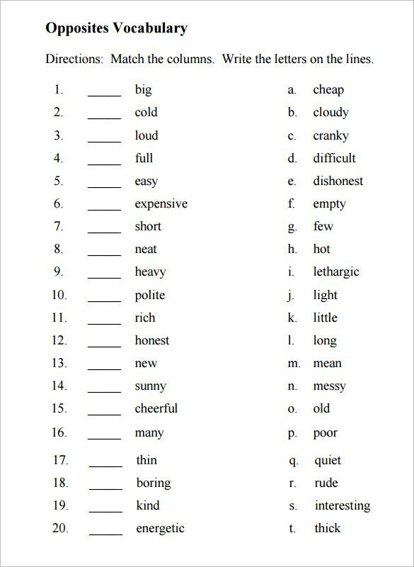 30 English Worksheets For Grade 1 Vocab