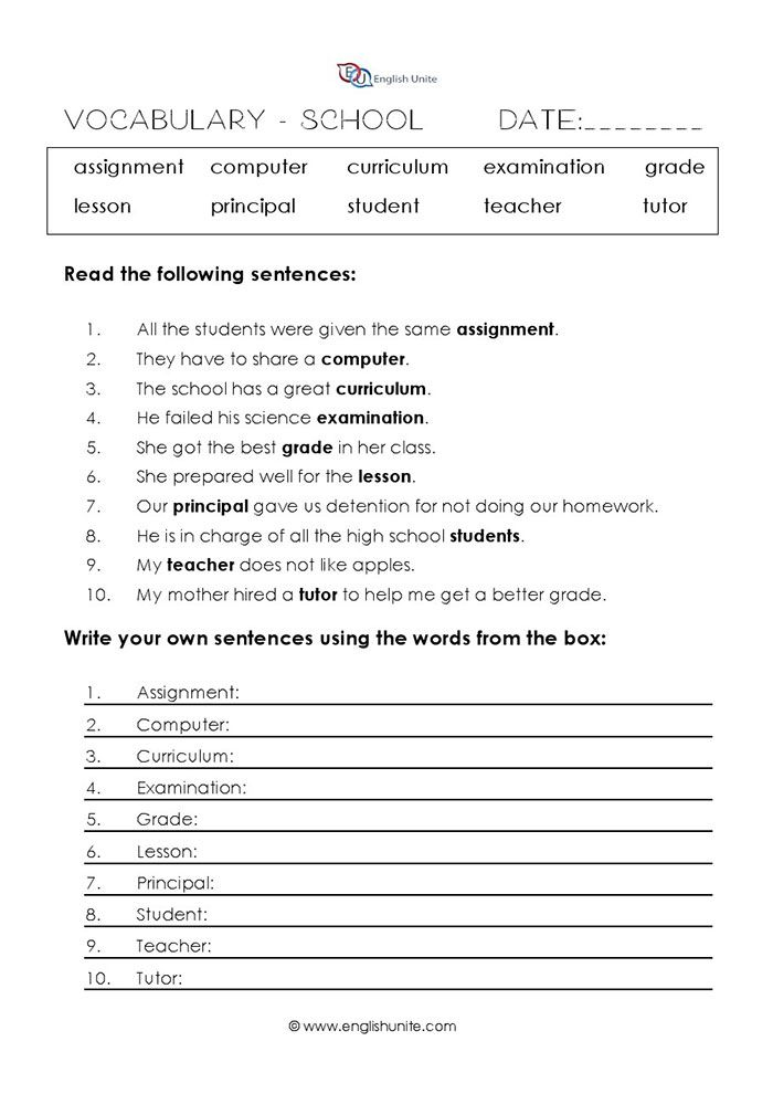 30 English Worksheets For Grade 1 Vocab