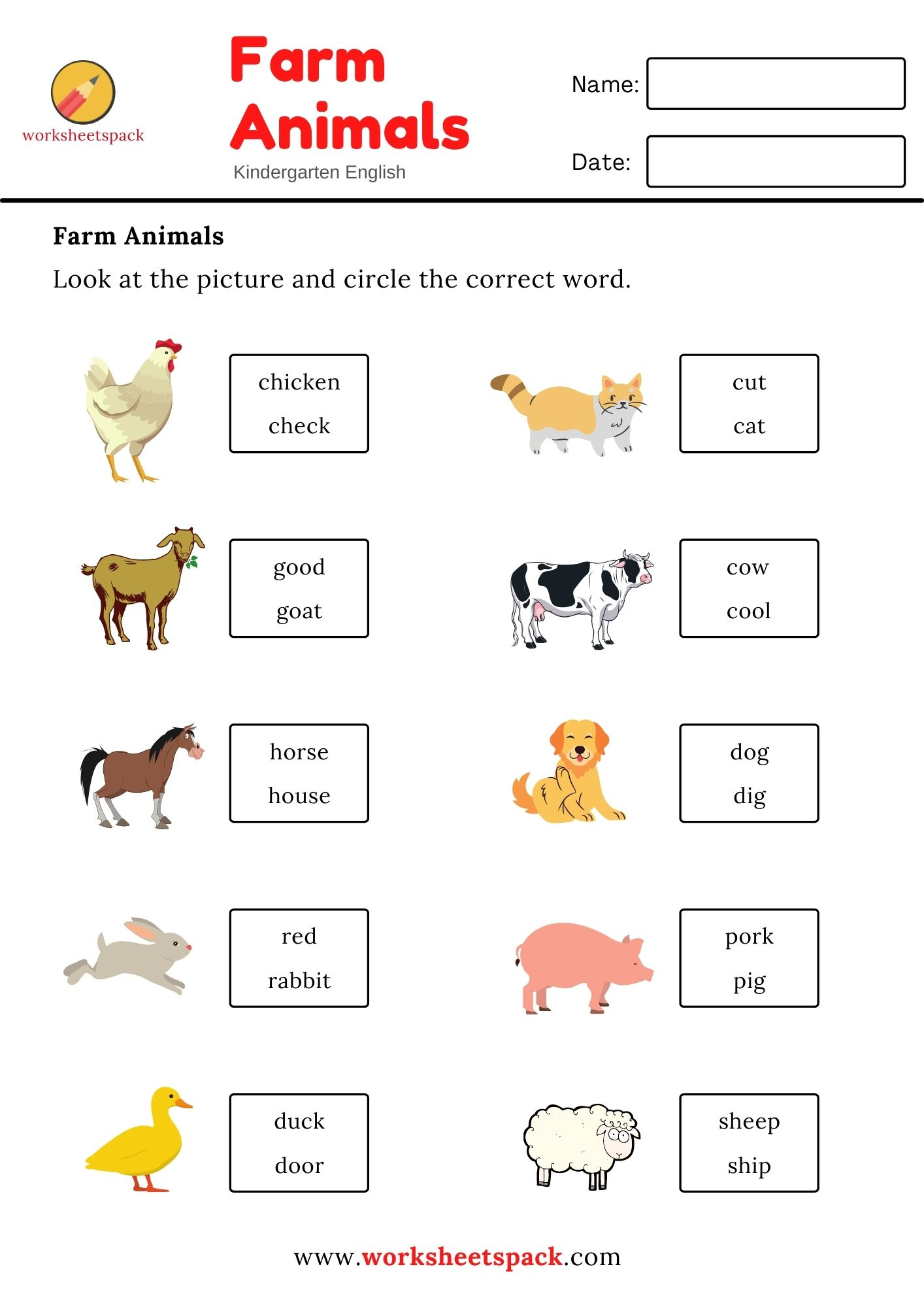 30 Farm Animals Worksheets For Kids Kindergarten