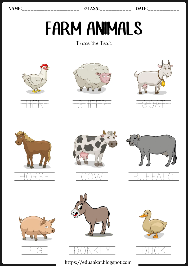 30 Farm Animals Worksheets For Kids Kindergarten