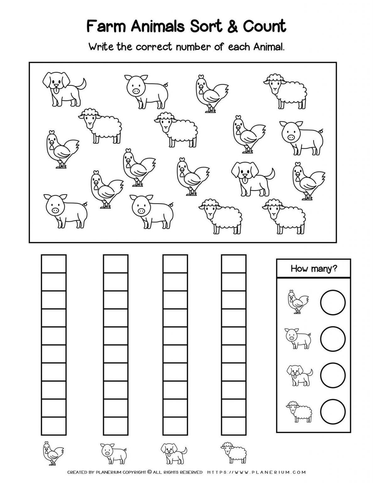 30 Farm Animals Worksheets For Kids Kindergarten