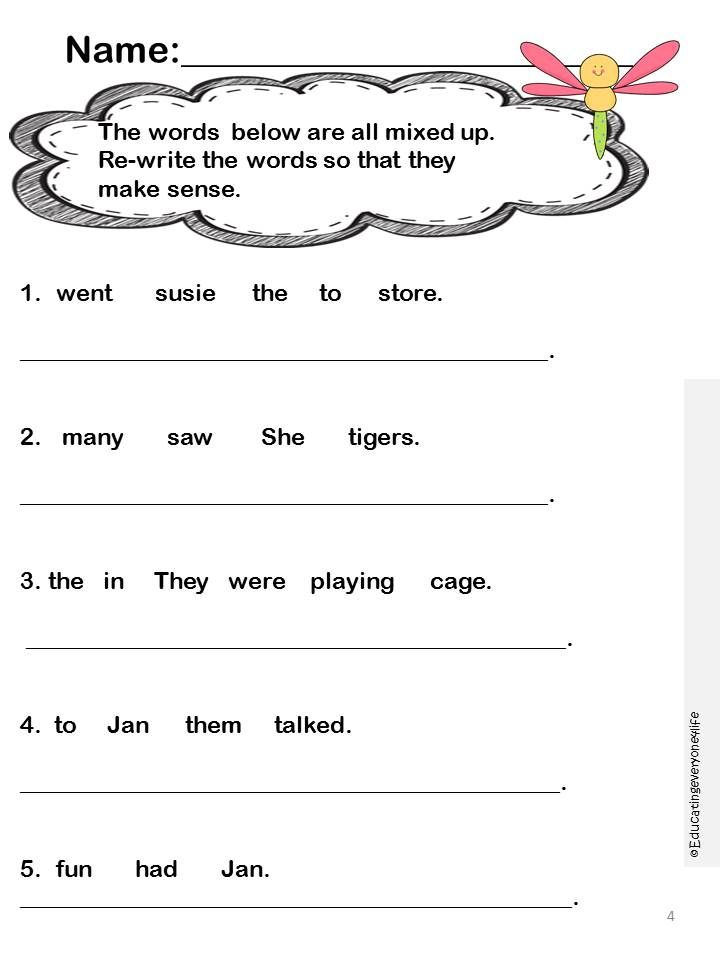 30 Language Arts Worksheets For Kindergarten