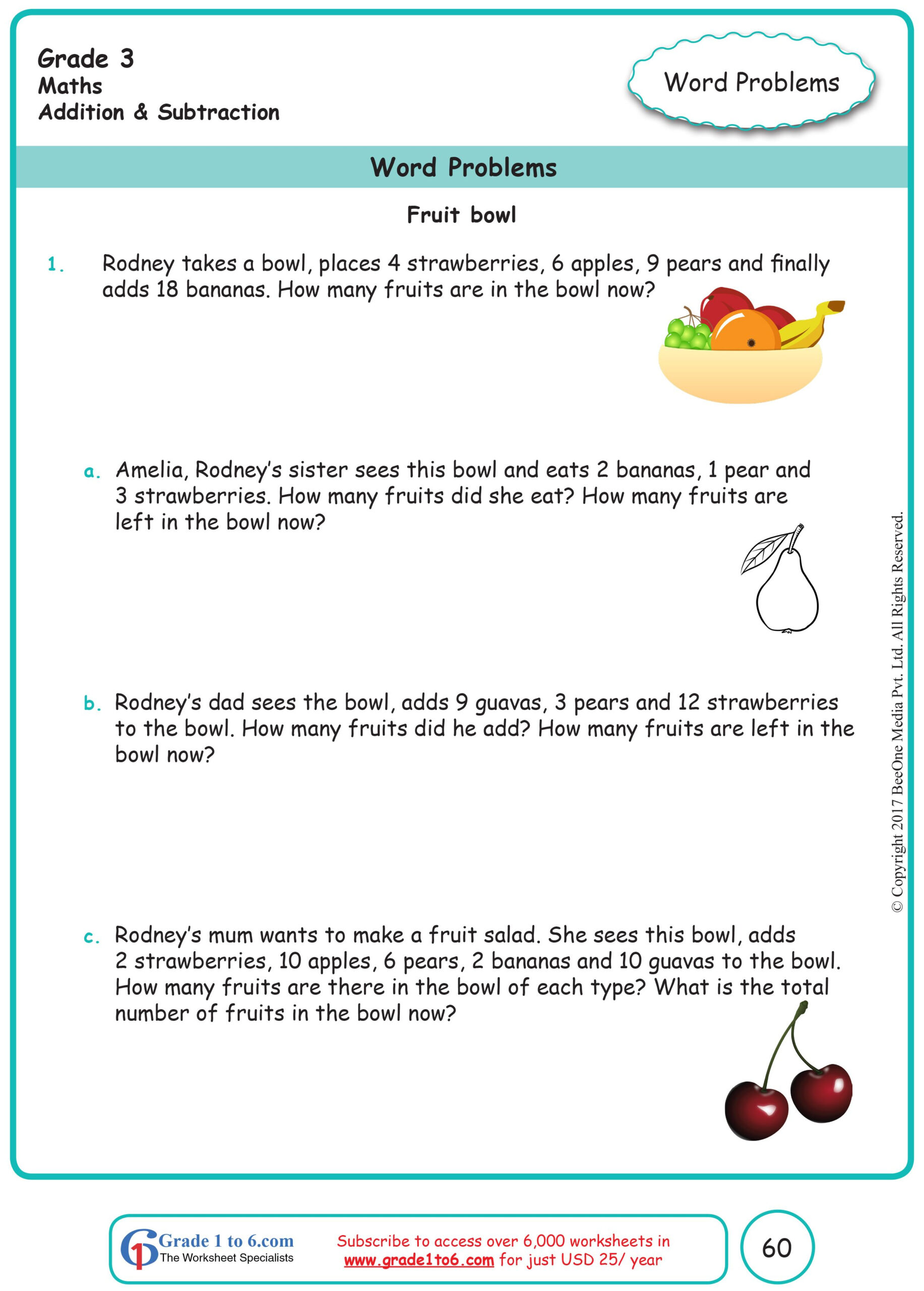 30 Math Grade 3 Worksheets Word Problems