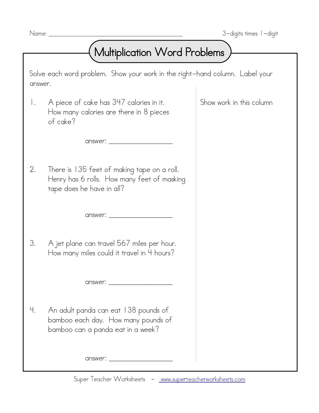 30 Math Grade 3 Worksheets Word Problems