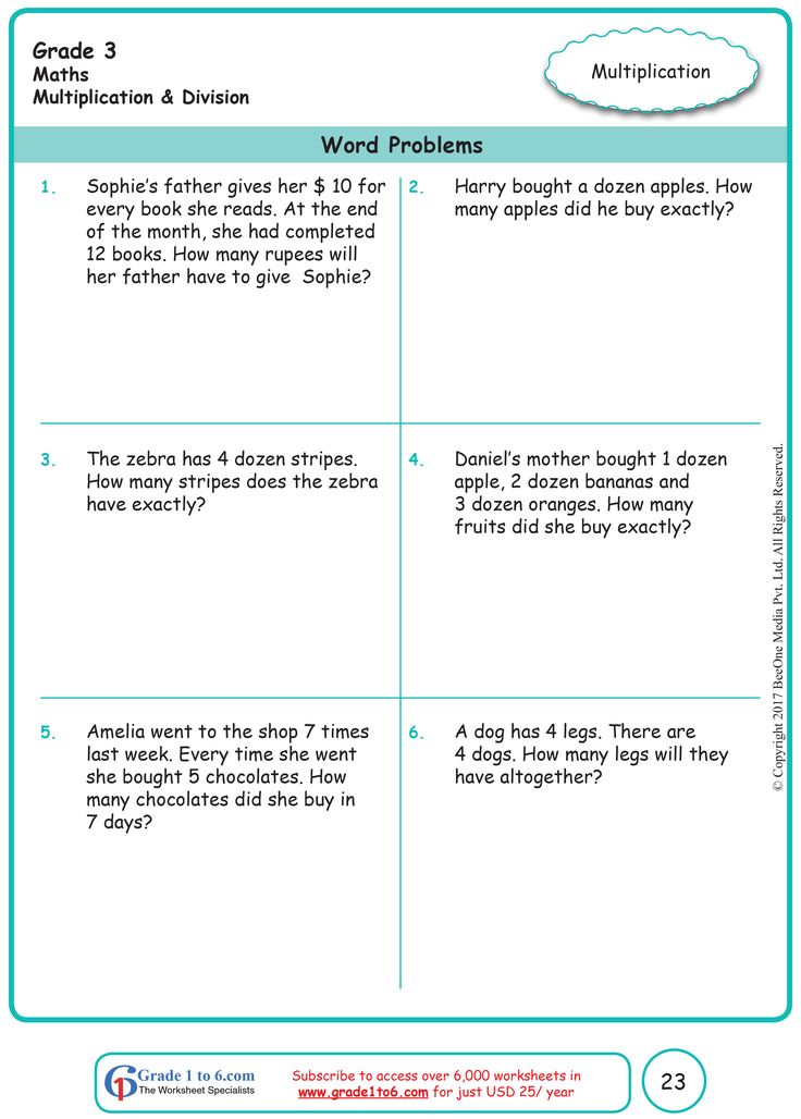 30 Math Grade 3 Worksheets Word Problems