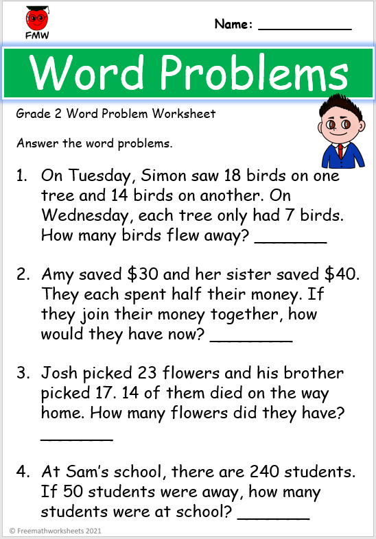 30 Math Grade 3 Worksheets Word Problems