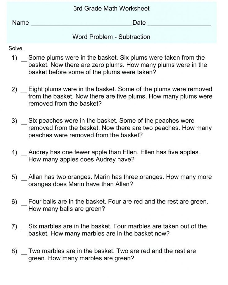 30 Math Grade 3 Worksheets Word Problems