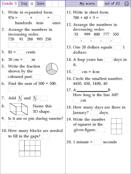 30 Math Worksheets And Answers