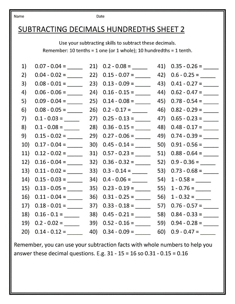 30 Math Worksheets And Answers