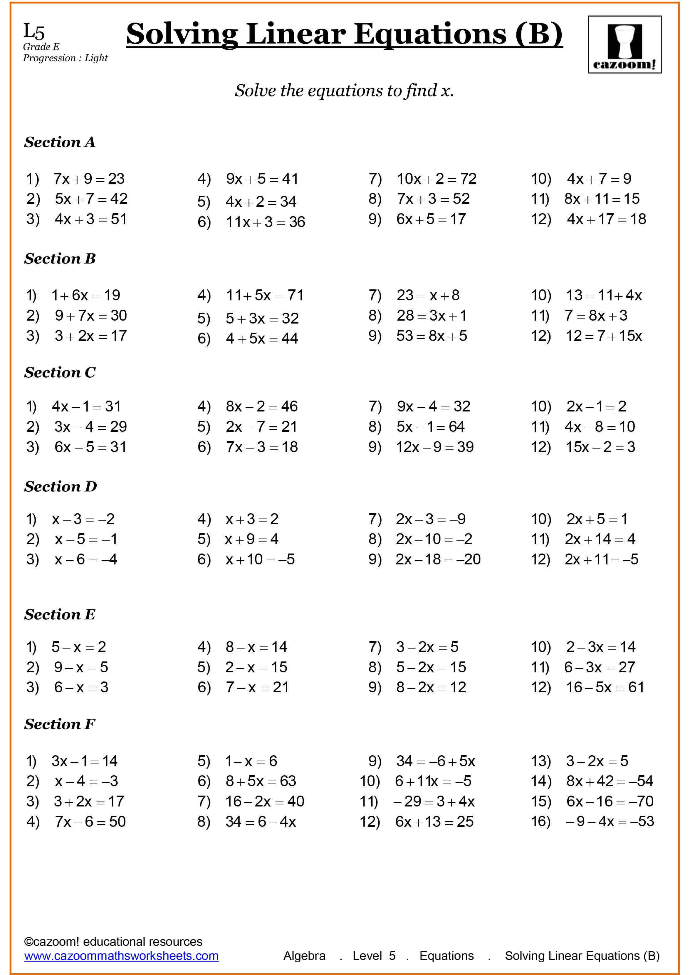 30 Math Worksheets And Answers