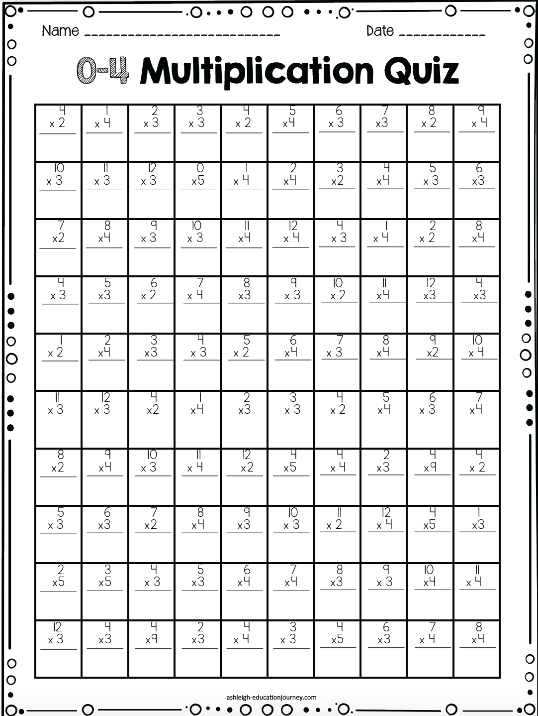 30 Multiplication Worksheets 2 5 10