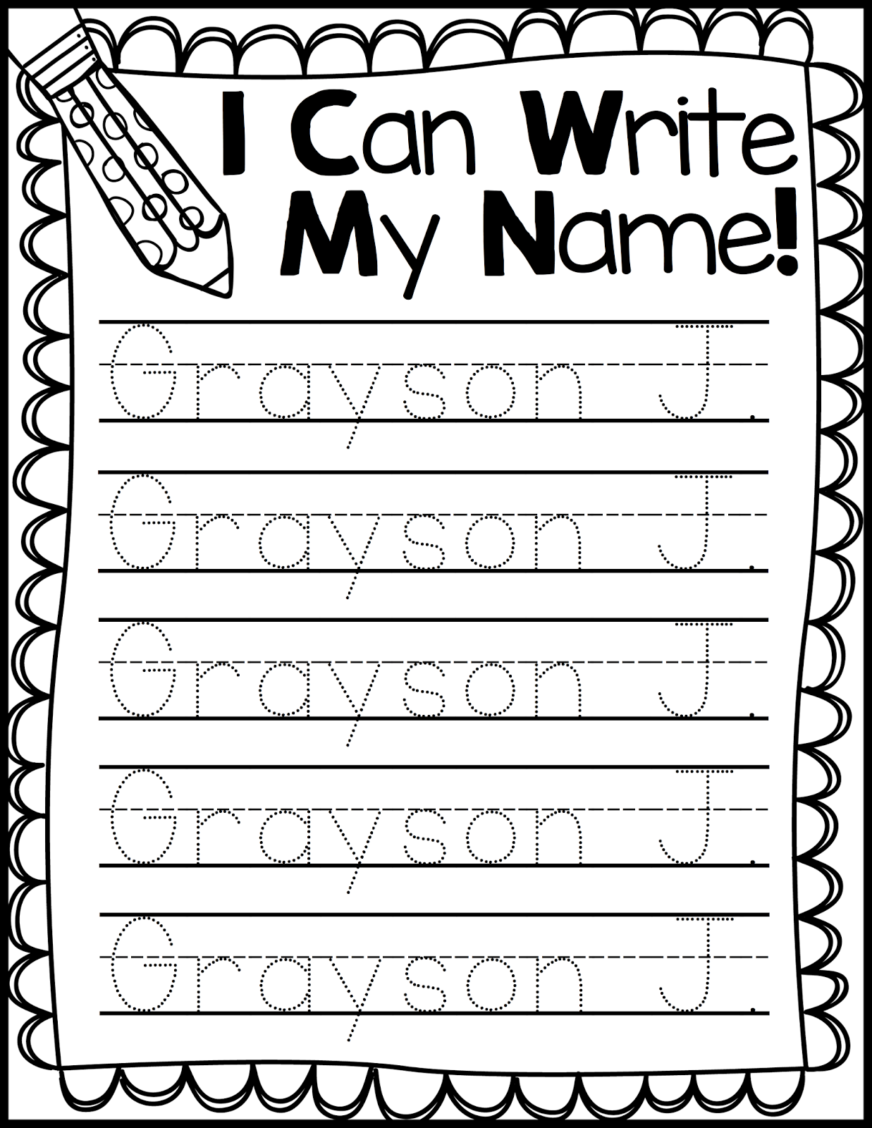 30 My Name Worksheets For Kindergarten