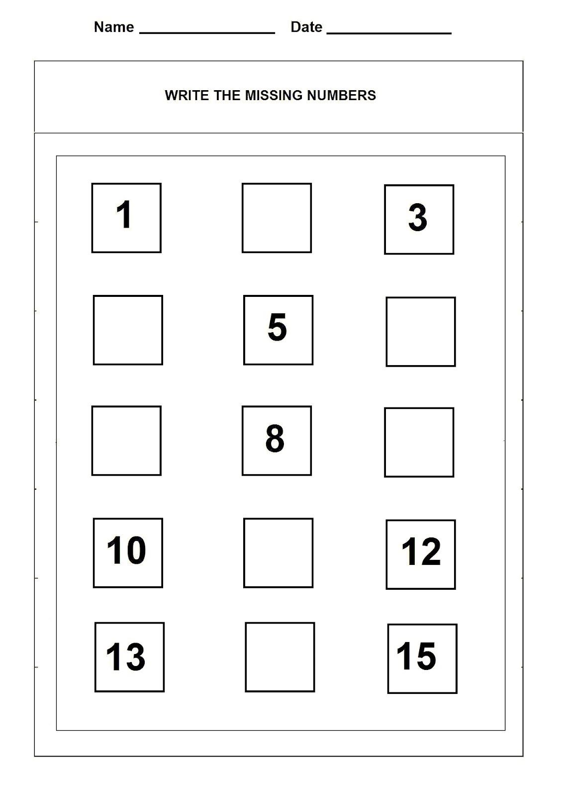 30 Numbers 1-15 Worksheets Kindergarten Printable