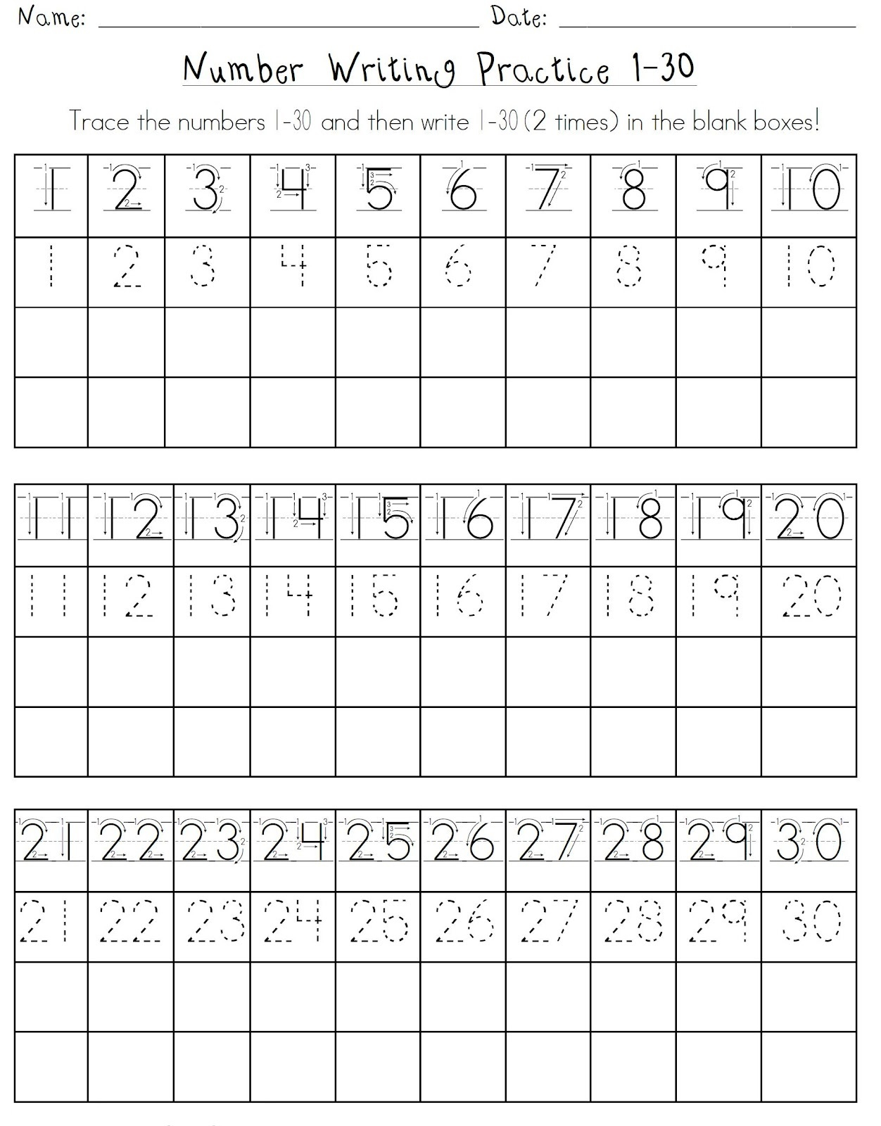 30 Numbers 1-15 Worksheets Kindergarten Printable