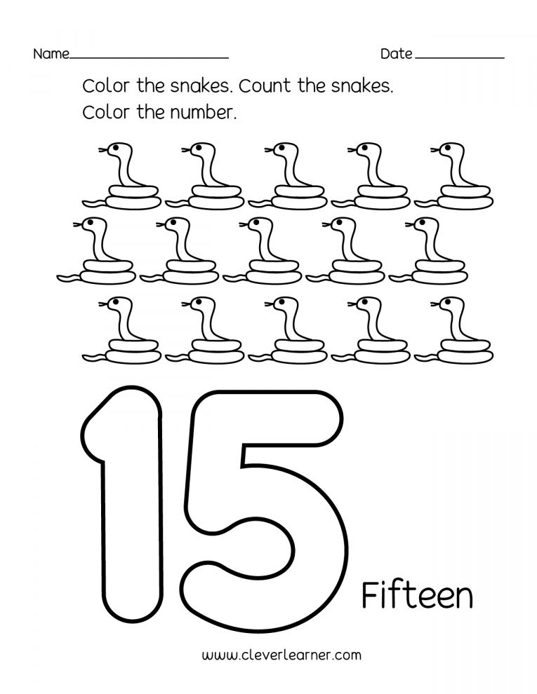 30 Numbers 1-15 Worksheets Kindergarten Printable