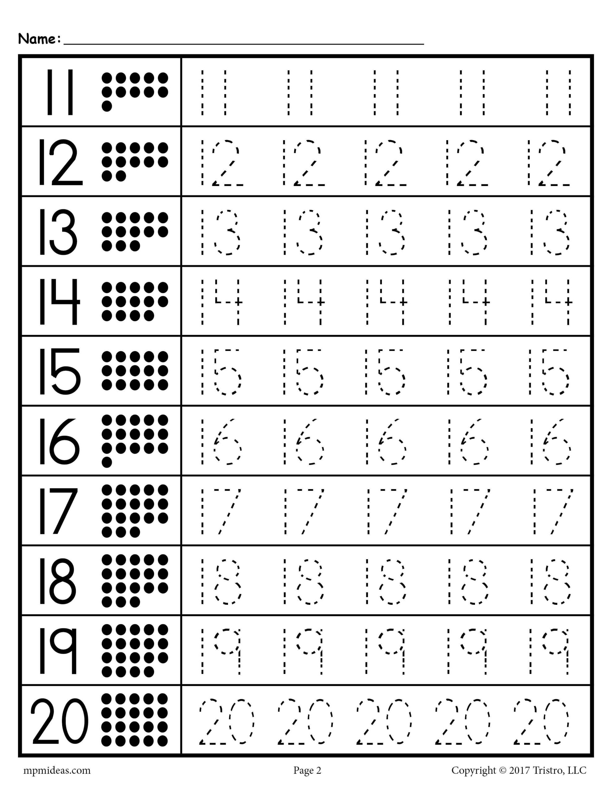 30 Numbers 1-15 Worksheets Kindergarten Printable