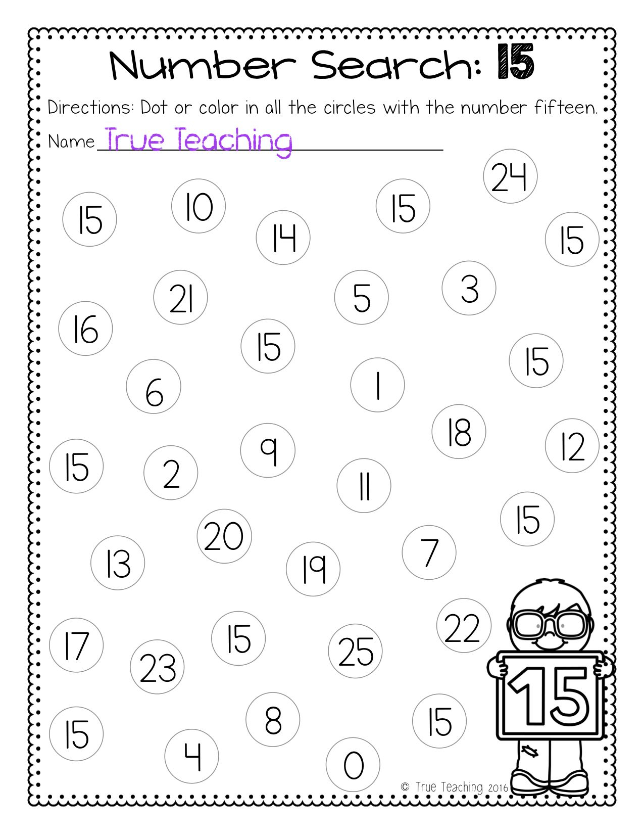 30 Numbers 1-15 Worksheets Kindergarten Printable