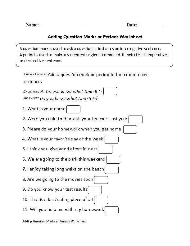 30 Question Mark Worksheets For Kindergarten