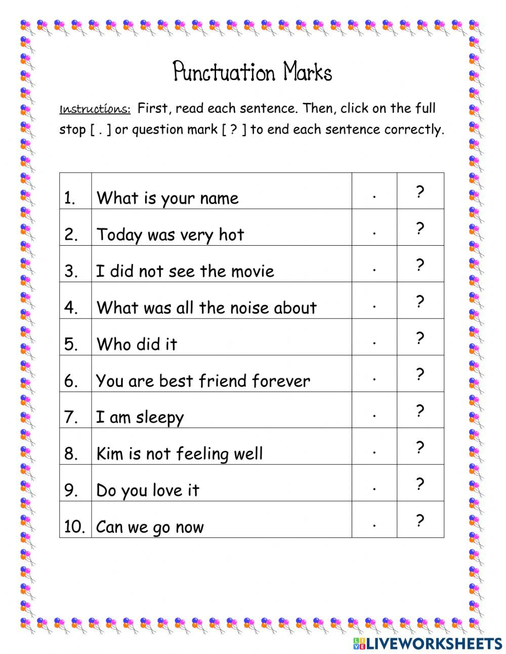 30 Question Mark Worksheets For Kindergarten