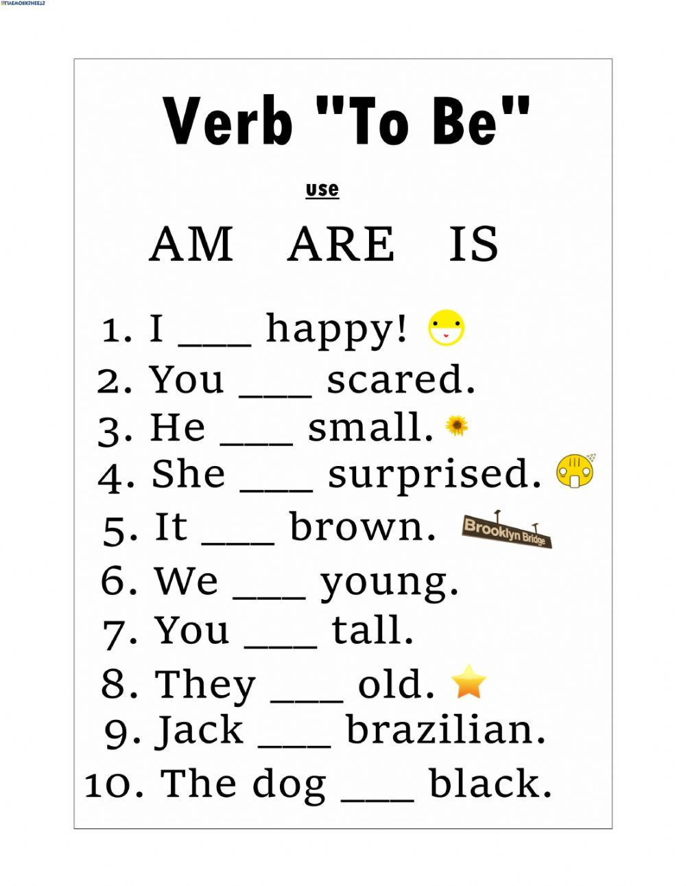 30 Verb To Be Worksheets Activities Kindergarten